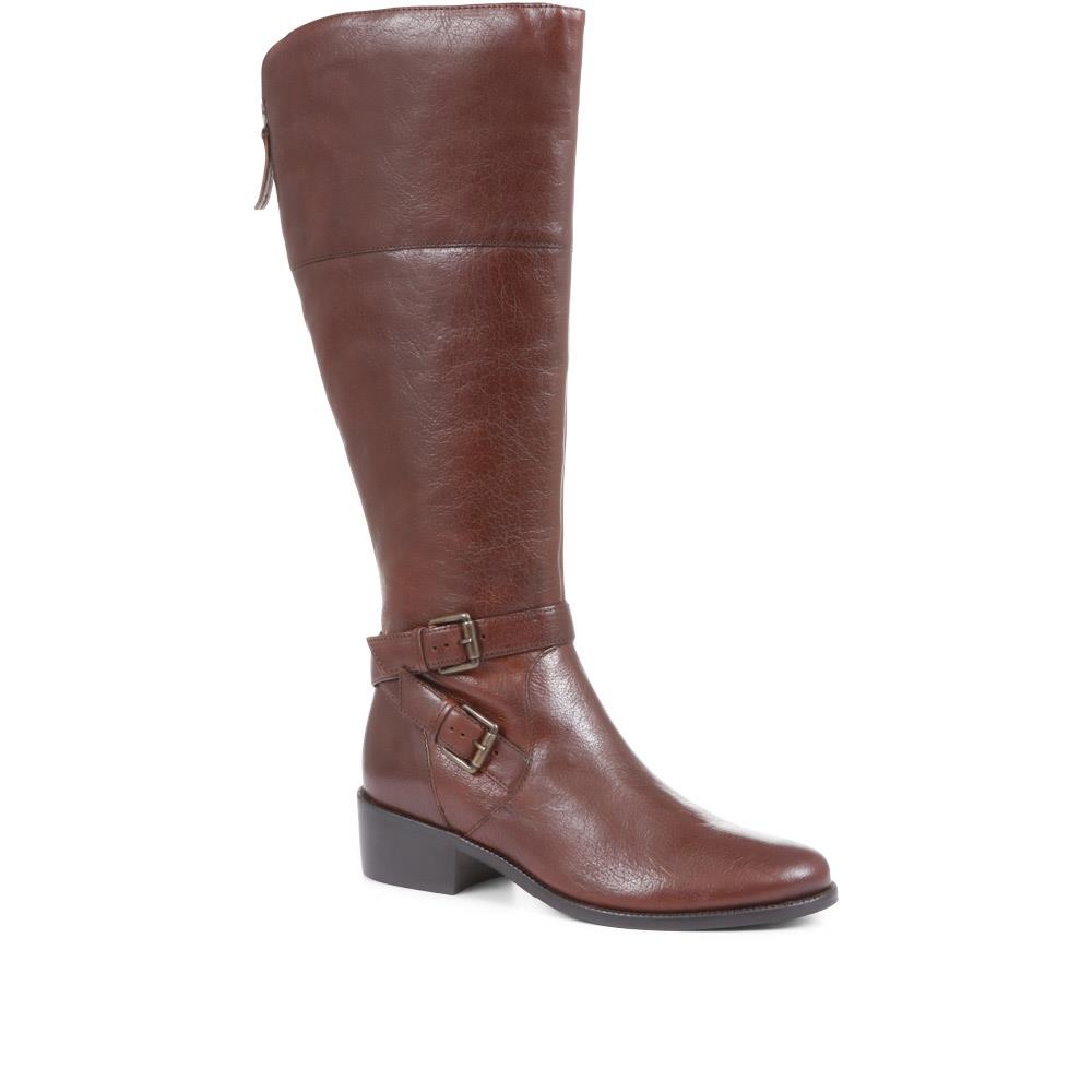 Phoebe Wide Calf Leather Knee Boots - PHOEBEW / 320 896